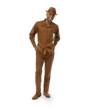 Montique Men's 2 Piece Long Sleeve Walking Suit - Textured Solid
