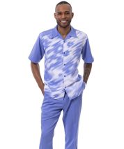Blue Mens Leisure Suits Matching Sets for Men