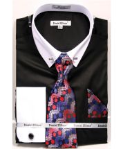Daniel Ellissa Men's Outlet French Cuff Shirt Set - Collar Bar