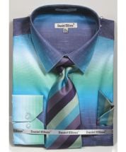 Daniel Ellissa Men's Convertible Cuff Shirt Set - Fashion Multicolor