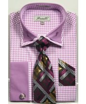 Fratello Men's Outlet French Cuff Dress Shirt Set - Double Collar