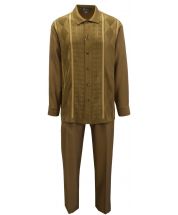 Silversilk Men's 2 Piece Long Sleeve Walking Suit - Diamond Texture