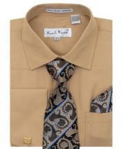 Karl Knox Men's French Cuff Shirt Set - Two Tone Stripes