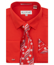 Karl Knox Men's French Cuff Shirt Set - Floral Dot