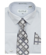 Karl Knox Men's French Cuff Shirt Set - Bold Windowpane