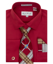 Karl Knox Men's French Cuff Shirt Set - Stylish Plaid