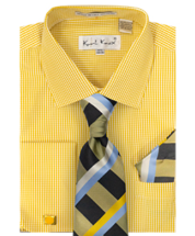 Karl Knox Men's French Cuff Shirt Set - Vibrant Stripes