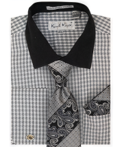 Karl Knox Men's French Cuff Shirt Set - Jacquard Dot