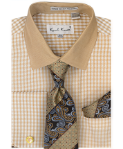 Karl Knox Men's French Cuff Shirt Set - Jacquard Dot