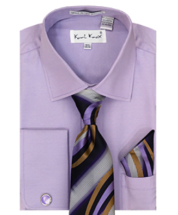 Karl Knox Men's French Cuff Shirt Set - Smooth Stripes