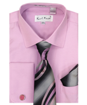 Karl Knox Men's French Cuff Shirt Set - Smooth Stripes