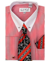 Karl Knox Men's French Cuff Shirt Set - Patterned Stripes