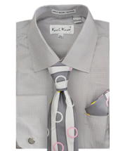 Karl Knox Men's French Cuff Shirt Set - Circle Stripe