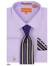 Karl Knox Men's French Cuff Shirt Set - Bold Striped Tie
