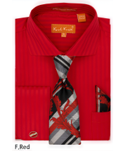 Karl Knox Men's French Cuff Shirt Set - Subtle Stripe
