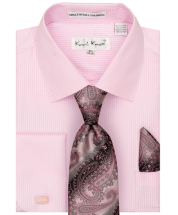 Karl Knox Men's French Cuff Fashion Shirt Set - Bold Jacquard Tie