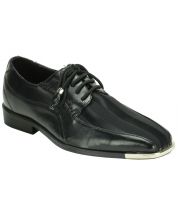 CCO Men's Striped Satin Dress Shoes - Stylish Silver Tip