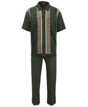 Silversilk Men's 2 Piece Short Sleeve Walking Suit - Square Spirals