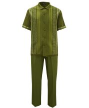 Silversilk Men's 2 Piece Short Sleeve Walking Suit - Multi-Pattern