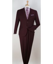 Burgundy Mens Suits 2 Piece Suit Notch Lapel