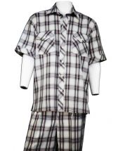 Canto Men's 2 Piece Short Sleeve Walking Suit - Fashion Windowpane