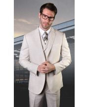 Statement Men's 3 Piece 100% Wool Fashion Suit - Soft Textured Solid