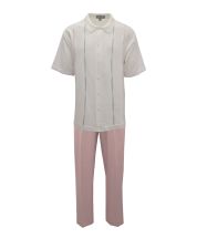 Silversilk Men's 2 Piece Short Sleeve Walking Suit - Subtle Stripe