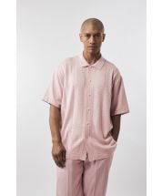 Silversilk Men's 2 Piece Short Sleeve Walking Suit - Lightly Textured Solid