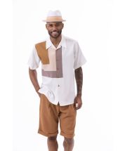 Montique Men's 2 Piece Short Set Walking Suit - Triple Square Pattern