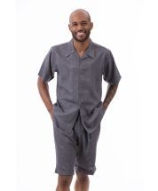 Montique Men's 2 Piece Short Set Walking Suit - Solid Grey