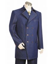 Canto Men's Outlet 3 Piece Double Breasted Denim Suit - Fancy Buttons
