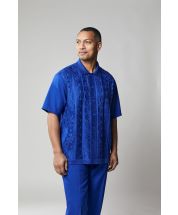 Silversilk Men's 2 Piece Short Sleeve Walking Suit - Solid Color Knit