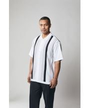 Silversilk Men's 2 Piece Short Sleeve Walking Suit - Fine Line Stripe