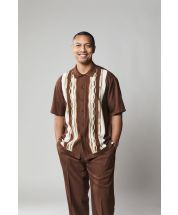 Silversilk Men's 2 Piece Short Sleeve Walking Suit - Wavy Stripe Pattern