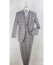 Veno Giovanni Men's Big and Tall 3pc 100% Wool Suit - High Fashion 