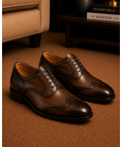 Coffee Leather Dress Shoes Men's Formal Shoes