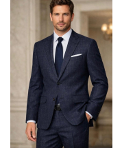 Navy Blue Men Suit Single Breasted Suit Jacket with Notch Lapel