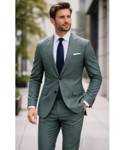 Green Suit Subtle Texture Solid Suits for Men