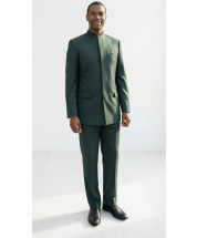 Apollo King Men's 2 Piece Nehru Style Suit - Hidden Buttons