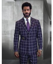 Eggplant Suit Windowpane Pattern Suits for Men