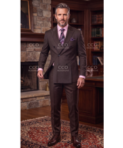 Brown Double Breasted Suit Men's Wool Suits