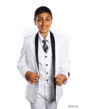 Tazio Boy's 5 Piece Suit in Solid Colors - Two Tone Trim