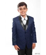 Tazio Boy's 5 Piece Suit with Shirt & Tie - Black Vest