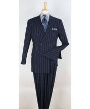 Apollo King Men's 2pc Double Breasted Suit - Pinstripe Suit