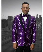 Statement Men's Modern Fit Outlet Tuxedo - Fancy Polka Dot Pattern