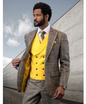 Statement Men's 100% Wool 3 Piece Suit - Cashmere Blend