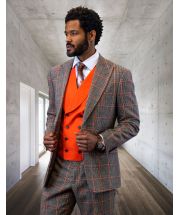 Statement Men's Outlet 100% Wool 3 Piece Suit - Bold Color