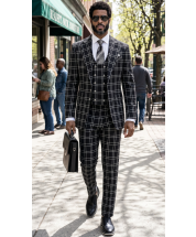Black Suit Mens Fashion Suits Double Breasted Vest