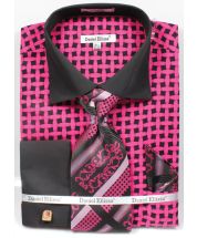 Daniel Ellissa Men's Outlet French Cuff Shirt Set - Patterned Two Tone