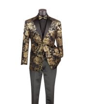 Vinci Men's 2 Button Sport Coat  - Floral Jacquard